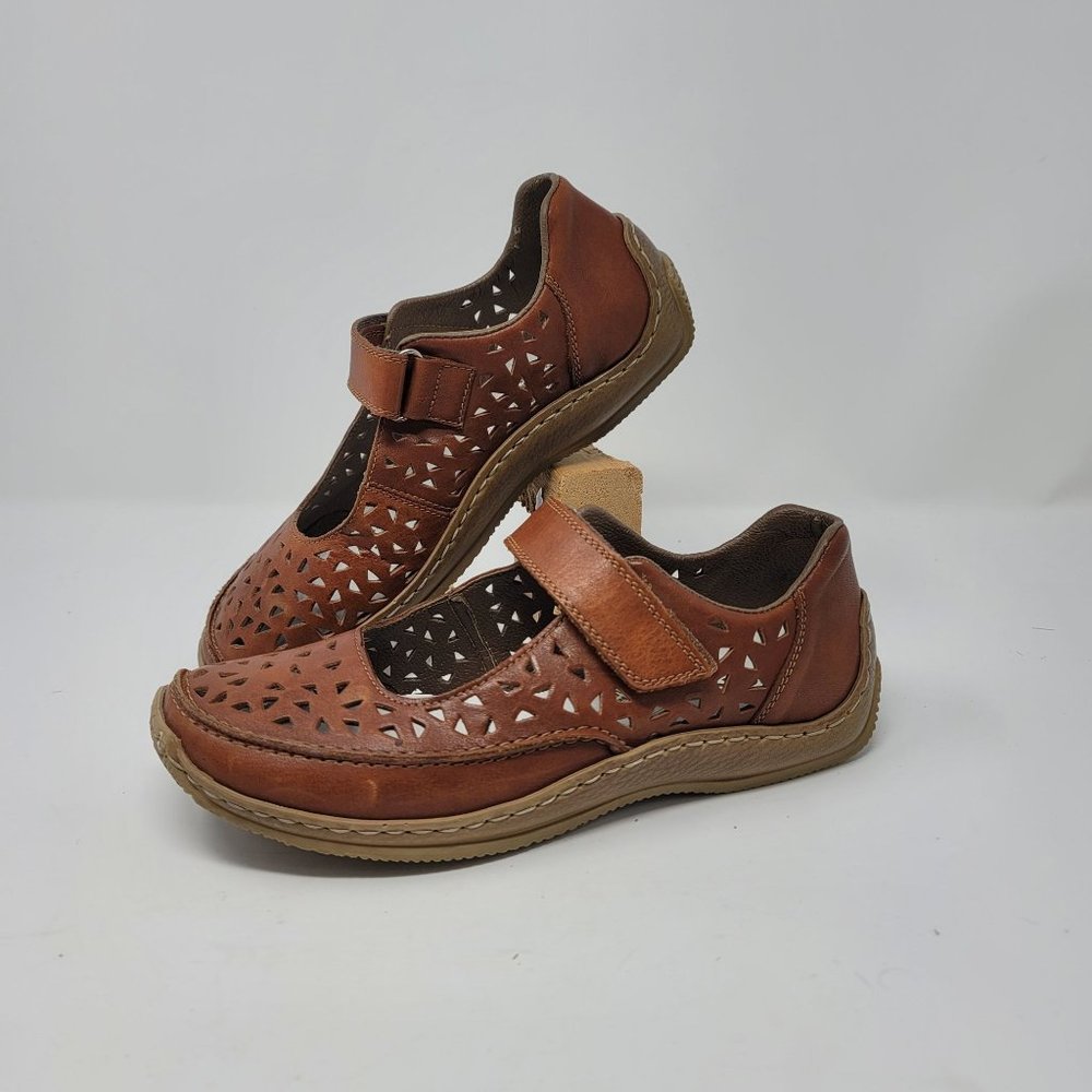 Reiker antistress  leather Shoes sandals with hook and loop closure women sz 38